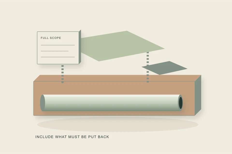 Conceptual illustration of open-cut work separated into excavation pipe and surfaces