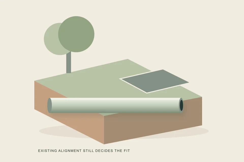 Conceptual illustration of a lateral beneath a mature tree and paved access