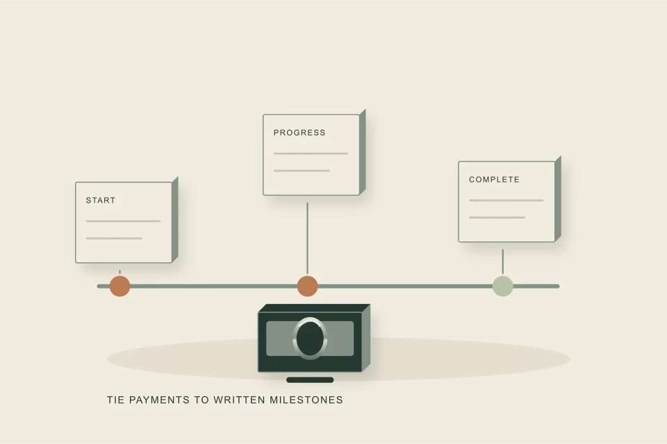 Conceptual illustration of payment milestones linked to completed work