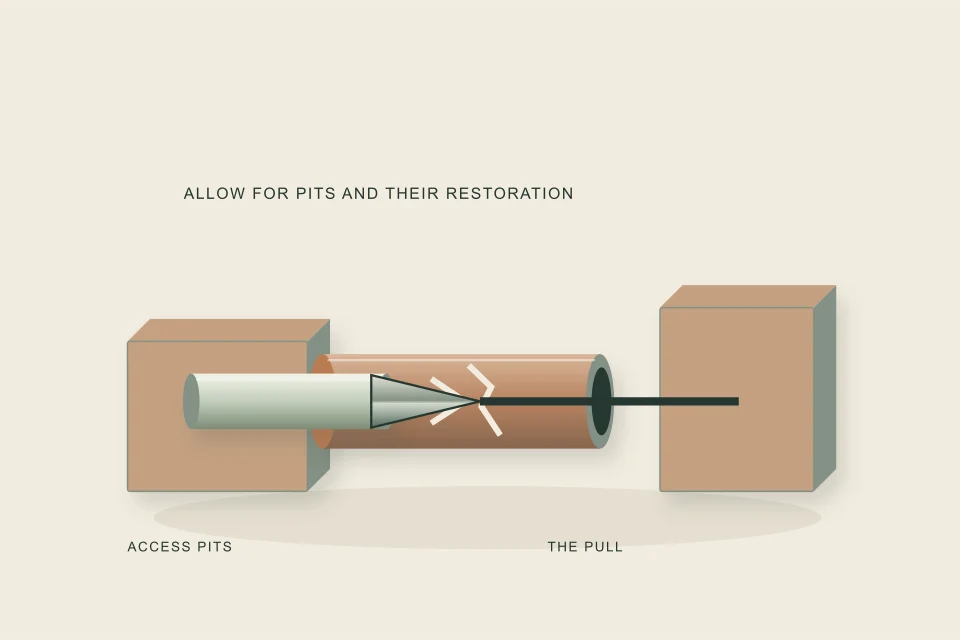 Conceptual illustration of bursting head breaks the host pipe around a pull